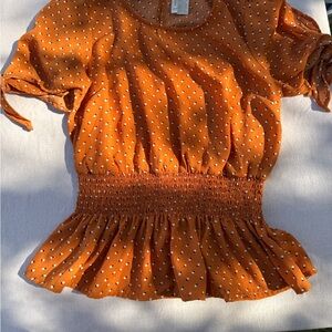 Japna Orange Dotted Blouse